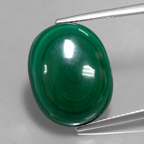 17.95캐럿 천연 여러 가지 빛깔의 녹색 말라카이트, 타원형 컷, 18.3×14.6 mm, 불투명체
