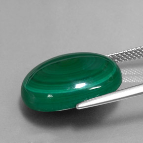 17.95캐럿 천연 여러 가지 빛깔의 녹색 말라카이트, 타원형 컷, 18.3×14.6 mm, 불투명체