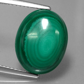 9.57캐럿 천연 여러 가지 빛깔의 녹색 말라카이트, 타원형 컷, 14×11.2 mm, 불투명체