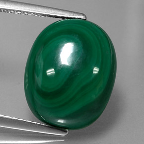 13.04캐럿 천연 여러 가지 빛깔의 녹색 말라카이트, 타원형 컷, 13.9×11.3 mm, 불투명체