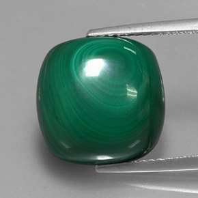 15.20캐럿 천연 여러 가지 빛깔의 녹색 말라카이트, 쿠션 컷, 13.1×13 mm, 불투명체