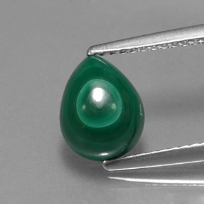 3.08캐럿 천연 여러 가지 빛깔의 녹색 말라카이트, 배 모양, 8.8×6.9 mm, 불투명체