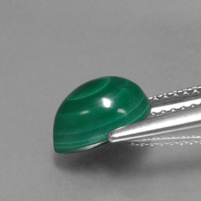 3.08캐럿 천연 여러 가지 빛깔의 녹색 말라카이트, 배 모양, 8.8×6.9 mm, 불투명체
