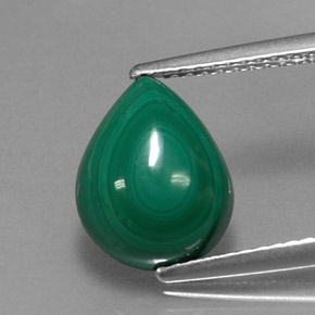 4.09캐럿 천연 여러 가지 빛깔의 녹색 말라카이트, 배 모양, 11×8.8 mm, 불투명체