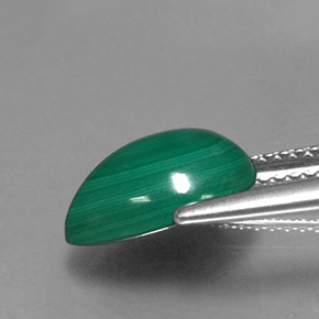 4.09캐럿 천연 여러 가지 빛깔의 녹색 말라카이트, 배 모양, 11×8.8 mm, 불투명체