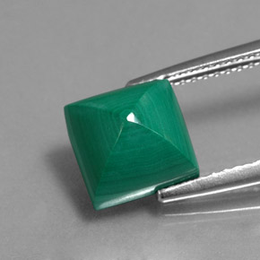 4.15캐럿 천연 여러 가지 빛깔의 녹색 말라카이트, 스퀘어, 8.2×8.1 mm, 불투명체