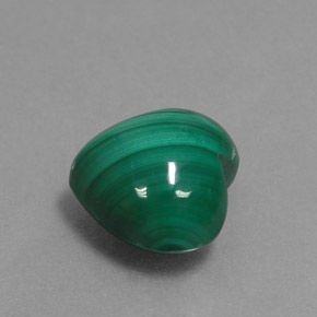 5.81캐럿 천연 여러 가지 빛깔의 녹색 말라카이트, 하트 모양, 10.2×9.9 mm, 불투명체