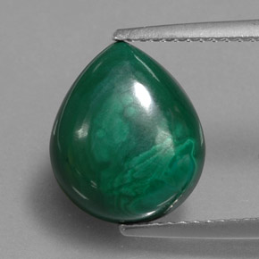 5.58캐럿 천연 여러 가지 빛깔의 녹색 말라카이트, 배 모양, 12.2×10.2 mm, 불투명체
