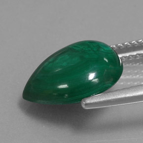 5.58캐럿 천연 여러 가지 빛깔의 녹색 말라카이트, 배 모양, 12.2×10.2 mm, 불투명체