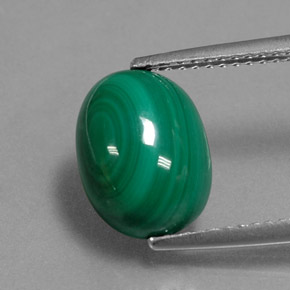 4.97캐럿 천연 여러 가지 빛깔의 녹색 말라카이트, 타원형 컷, 11×8.3 mm, 불투명체