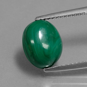 4.25캐럿 천연 여러 가지 빛깔의 녹색 말라카이트, 타원형 컷, 10.1×8.3 mm, 불투명체