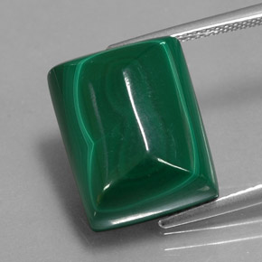 21.76캐럿 천연 여러 가지 빛깔의 녹색 말라카이트, 바게트, 15.8×12.6 mm, 불투명체