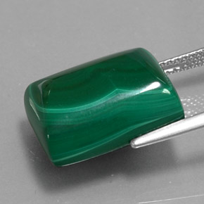 21.76캐럿 천연 여러 가지 빛깔의 녹색 말라카이트, 바게트, 15.8×12.6 mm, 불투명체