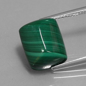 10.50캐럿 천연 여러 가지 빛깔의 녹색 말라카이트, 바게트, 12.9×10.3 mm, 불투명체
