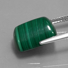 10.50캐럿 천연 여러 가지 빛깔의 녹색 말라카이트, 바게트, 12.9×10.3 mm, 불투명체