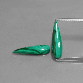 캐럿 천연 여러 가지 빛깔의 녹색 말라카이트 보석, 배 모양, 18.1×5.2 mm, 불투명체
