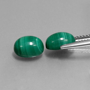 캐럿 천연 여러 가지 빛깔의 녹색 말라카이트 보석, 타원형 컷, 8.4×6.2 mm, 불투명체