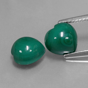 캐럿 천연 여러 가지 빛깔의 녹색 공작석 보석, 하트 모양, 불투명체