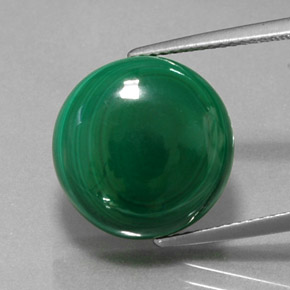 15.99캐럿 천연 여러 가지 빛깔의 녹색 말라카이트, 라운드 컷, 14.31 mm, 불투명체