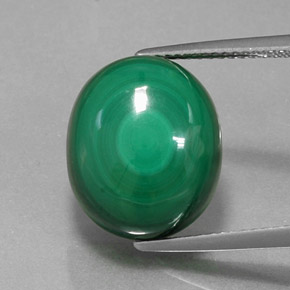 15.46캐럿 천연 여러 가지 빛깔의 녹색 말라카이트, 타원형 컷, 14.4×12.1 mm, 불투명체