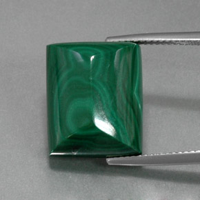 22.88캐럿 천연 여러 가지 빛깔의 녹색 말라카이트, 바게트, 16.2×13.4 mm, 불투명체