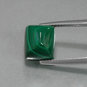 9.05캐럿 천연 여러 가지 빛깔의 녹색 말라카이트, 바게트, 10.3×8.9 mm, 불투명체