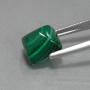 9.05캐럿 천연 여러 가지 빛깔의 녹색 말라카이트, 바게트, 10.3×8.9 mm, 불투명체