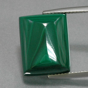 19.81캐럿 천연 여러 가지 빛깔의 녹색 말라카이트, 바게트, 15.2×12.2 mm, 불투명체