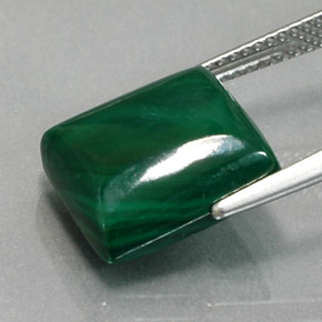 11.12캐럿 천연 여러 가지 빛깔의 녹색 말라카이트, 바게트, 12.7×11.4 mm, 불투명체