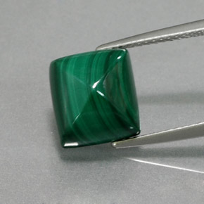 7.56캐럿 천연 여러 가지 빛깔의 녹색 말라카이트, 바게트, 10.3×9.3 mm, 불투명체