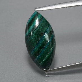 5.63캐럿 천연 여러 가지 빛깔의 녹색 말라카이트, 마퀴즈, 15.5×7.8 mm, 불투명체
