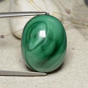 32.84캐럿 천연 여러 가지 빛깔의 녹색 말라카이트, 타원형 컷, 20.8×16.5 mm, 불투명체