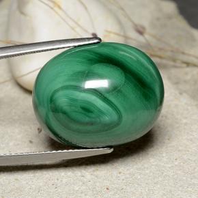 32.84캐럿 천연 여러 가지 빛깔의 녹색 말라카이트, 타원형 컷, 20.8×16.5 mm, 불투명체
