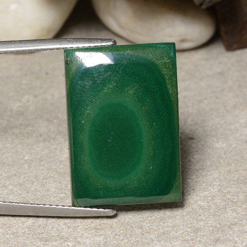 17.71캐럿 천연 미디엄 그린 말라카이트, 바게트, 21.9×15.3 mm, 불투명체