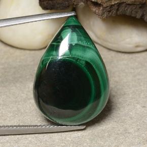 26.48캐럿 천연 여러 가지 빛깔의 녹색 말라카이트, 배 모양, 24.3×17.2 mm, 불투명체