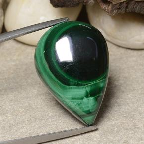 26.48캐럿 천연 여러 가지 빛깔의 녹색 말라카이트, 배 모양, 24.3×17.2 mm, 불투명체