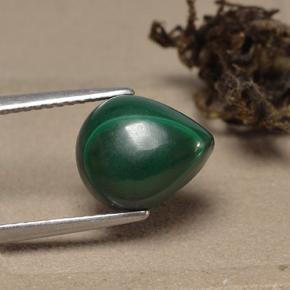 5.60캐럿 천연 여러 가지 빛깔의 녹색 말라카이트, 배 모양, 10.8×9 mm, 불투명체