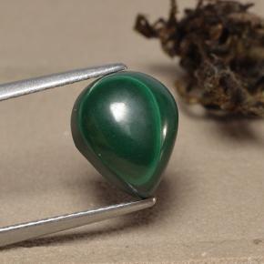 5.60캐럿 천연 여러 가지 빛깔의 녹색 말라카이트, 배 모양, 10.8×9 mm, 불투명체