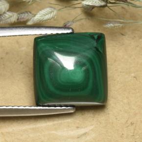 8.08캐럿 천연 여러 가지 빛깔의 녹색 말라카이트, 스퀘어, 11.3×11.2 mm, 불투명체