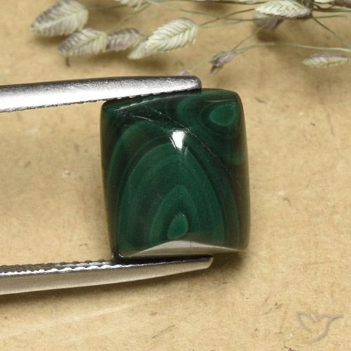 9.74ct 자연스러운 파인 그린 공작석, 바게트, 불투명체