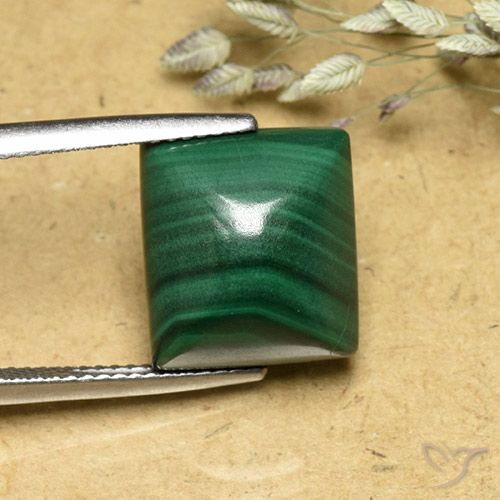 13.91ct 자연스러운 미디엄 그린 공작석, 바게트, 불투명체