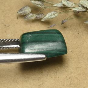 12.75캐럿 천연 여러 가지 빛깔의 녹색 말라카이트, 바게트, 12.9×10.5 mm, 불투명체