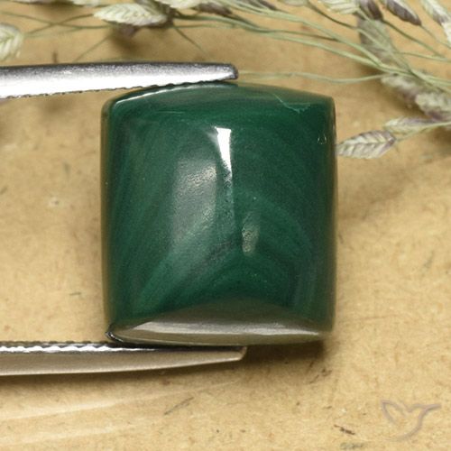 20.38ct 자연스러운 미디엄 그린 공작석, 바게트, 불투명체