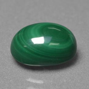 4.40캐럿 천연 여러 가지 빛깔의 녹색 말라카이트, 타원형 컷, 10.2×7.9 mm, 불투명체