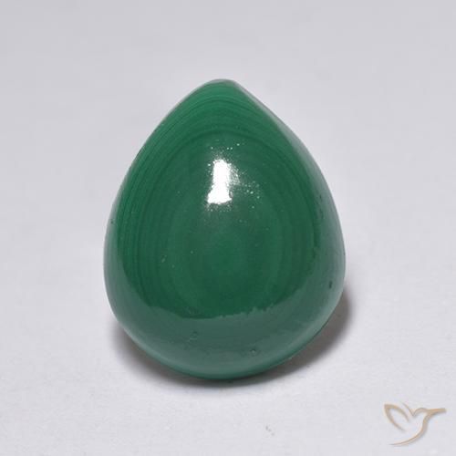 3.26ct 자연스러운 미디엄 그린 공작석, 배 모양, 불투명체