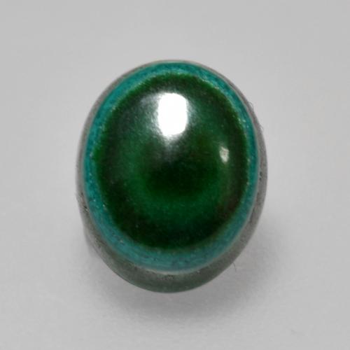 1.42캐럿 천연 여러 가지 빛깔의 녹색 말라카이트, 타원형 컷, 6.9×5.7 mm, 불투명체