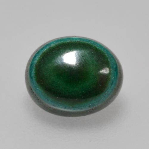 1.42캐럿 천연 여러 가지 빛깔의 녹색 말라카이트, 타원형 컷, 6.9×5.7 mm, 불투명체