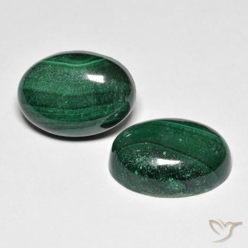 15.96캐럿 천연 다크 그린 말라카이트 보석, 타원형 컷, 14×10 mm, 불투명체