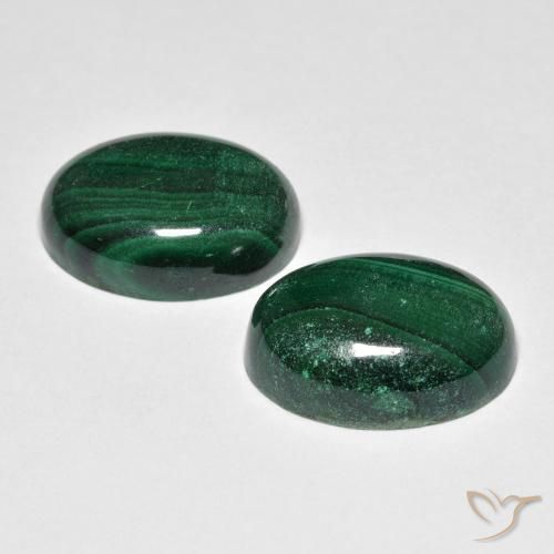 15.96캐럿 천연 다크 그린 말라카이트 보석, 타원형 컷, 14×10 mm, 불투명체