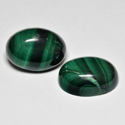 17.39캐럿 천연 여러 가지 빛깔의 녹색 말라카이트 보석, 타원형 컷, 14×11.1 mm, 불투명체